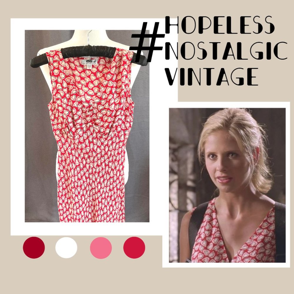 Vintage Diane Von Furstenberg silk heart print dress ASO Buffy Summers